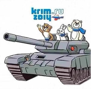 tank Sochi mascots Russia intervention Crimea